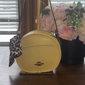 Coach Yellow Canteen Crossbody Bag with Leopard Detail